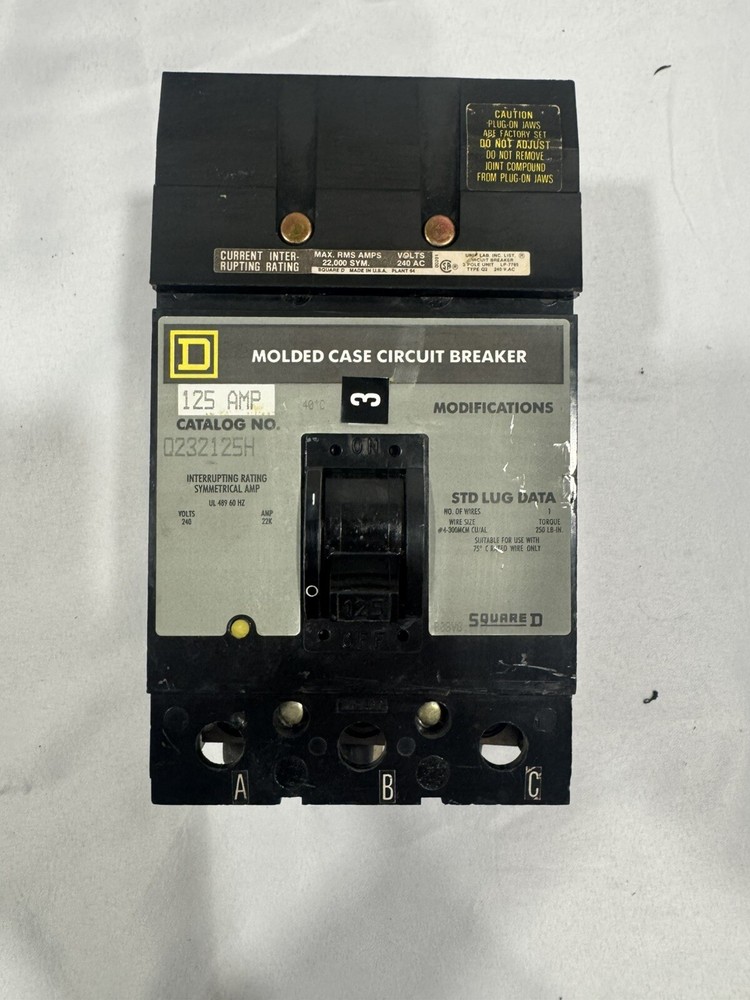 HOUSTON STOCK NEW SQUARE D Q232125H TYPE Q2 125AMP 240V FREE 2 DAY AIR BUY NOW-image