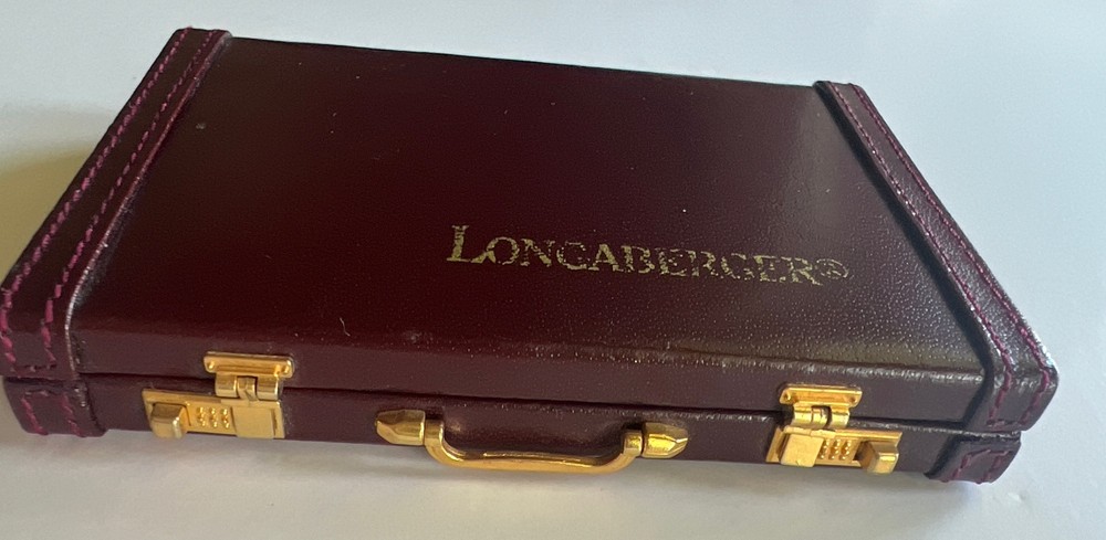 Longaberger Brown Leather Credit Card Case for Travel Business 3.75 x 2.5 Inches-image