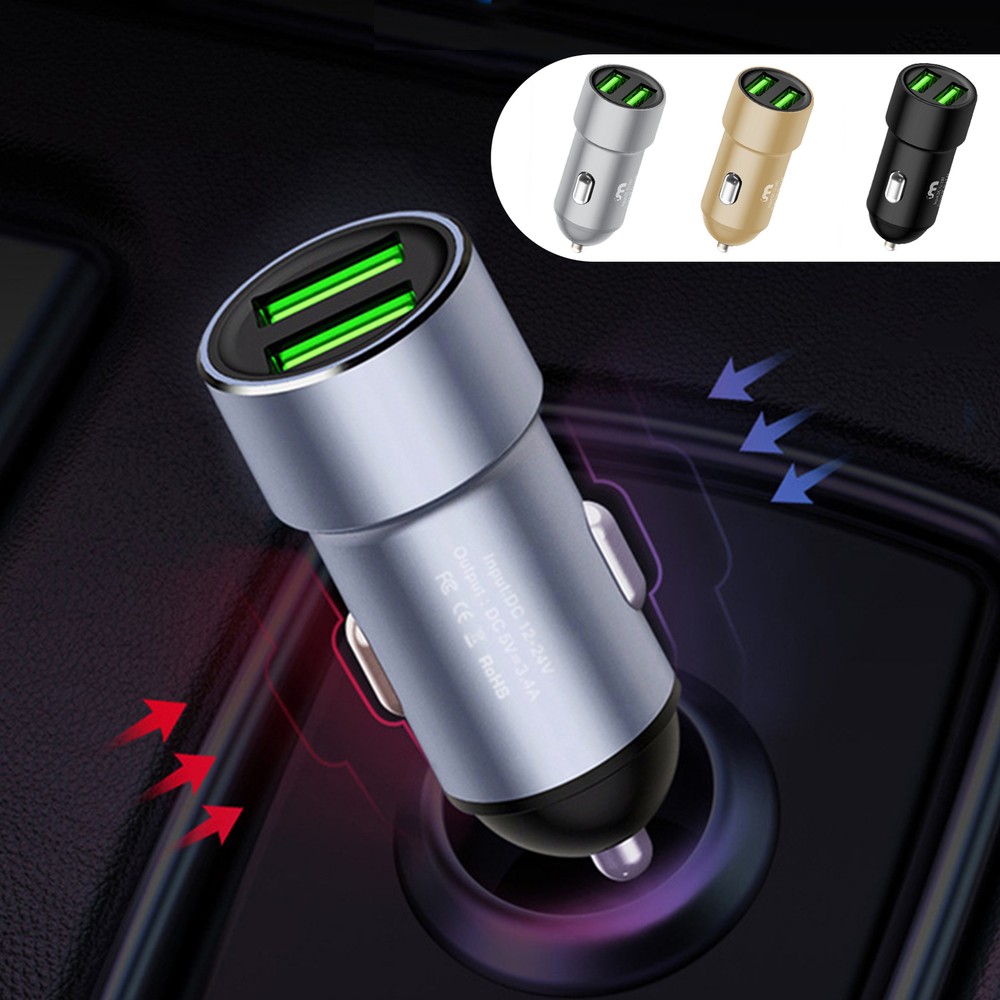 Fast 3.4A Dual USB Car Charger Adapter for Quick Charging  