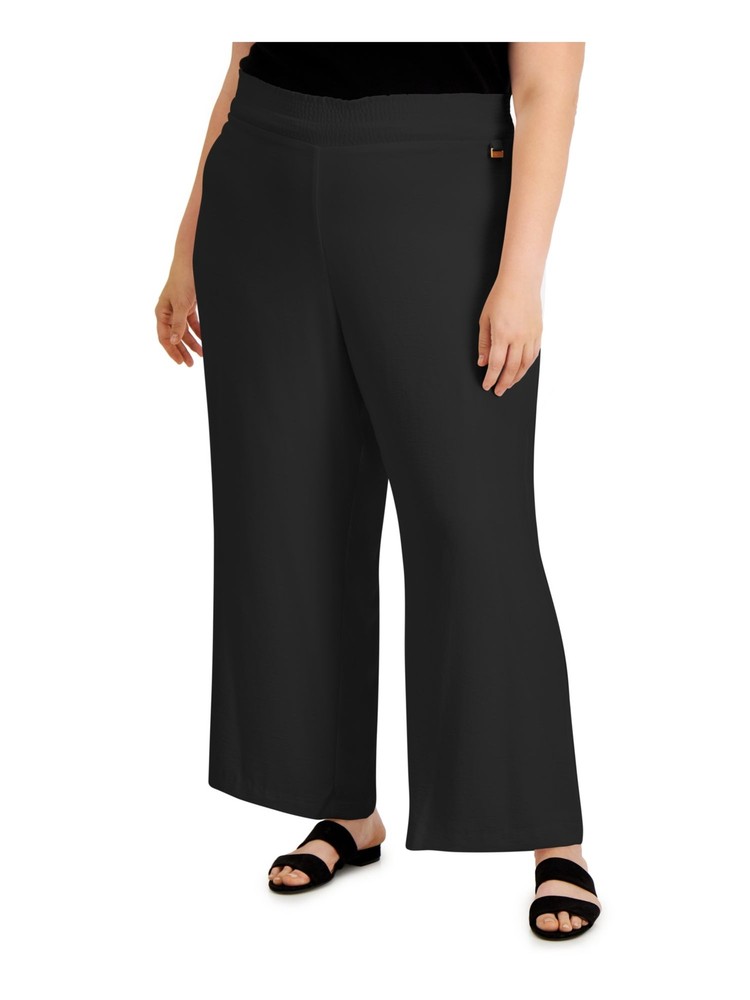 CALVIN KLEIN Womens Black Fleece Wide Leg Pull On Style Wide Leg Pants Plus 0X