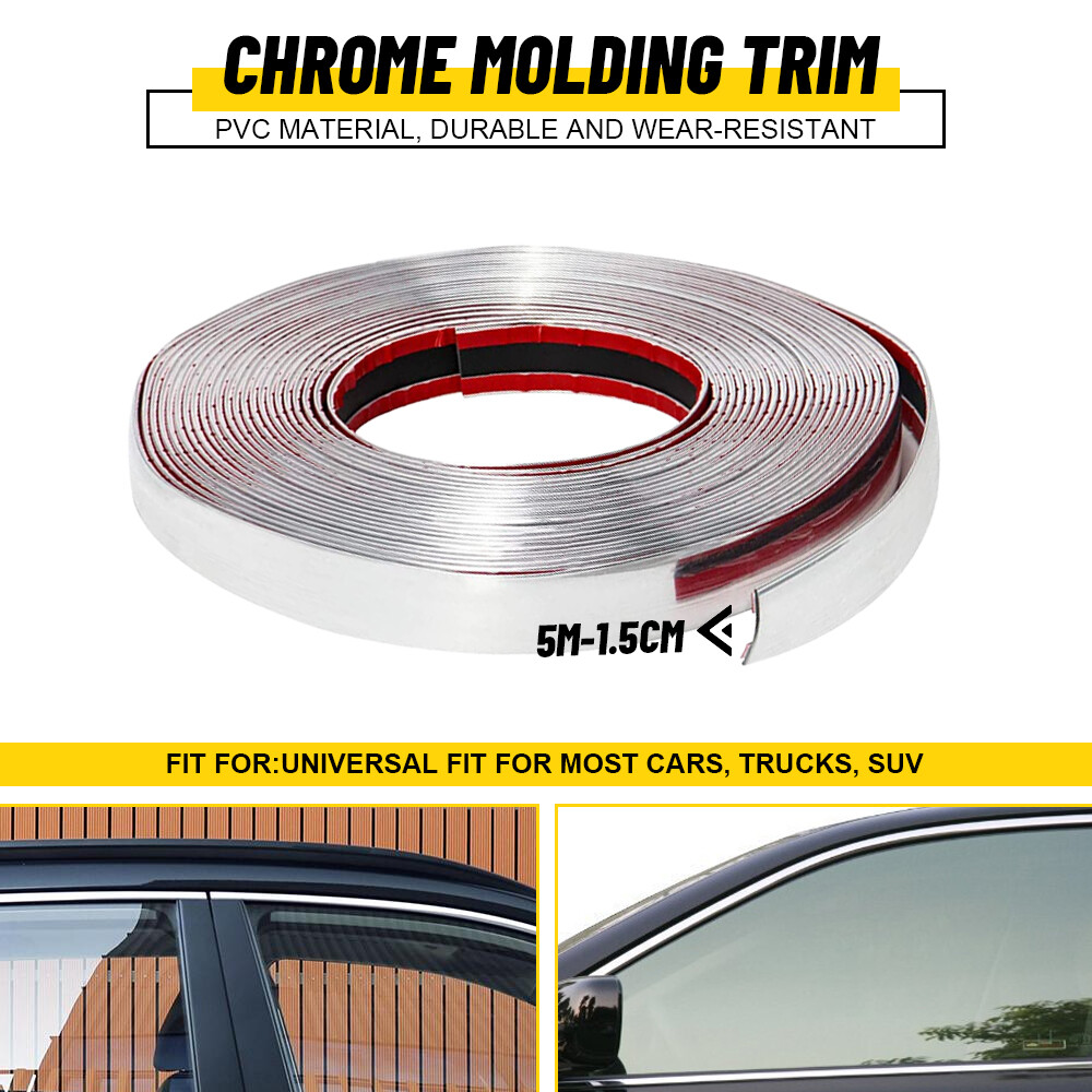 0.4'' Chrome Trim Molding Strip Car Door Window Bumper Side Trime Protector 16FT