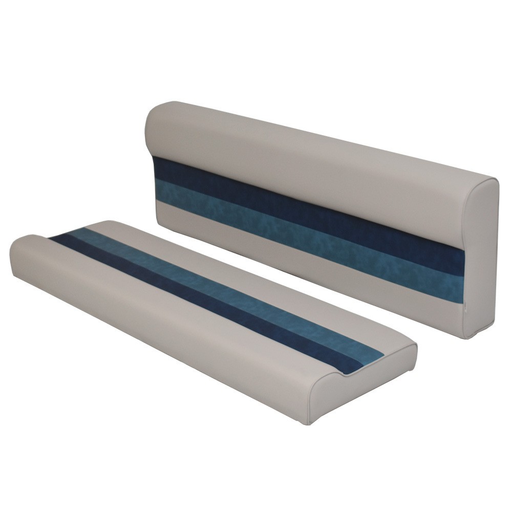 Toonmate Pontoon Boat Bench Seat Cushions 742361 | 55 Inch Gray / Blue