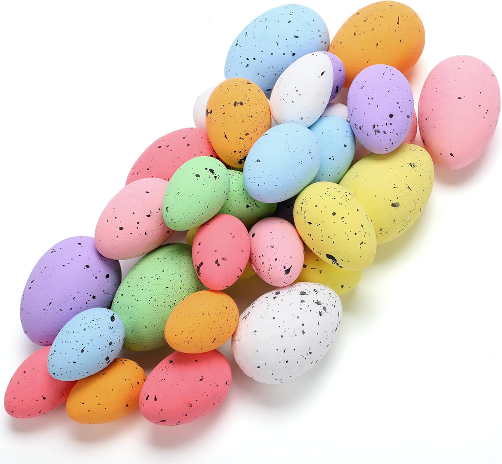 32Pcs Foam Easter Eggs, Assorted Pastel Speckled Easter Eggs for Easter Indoor T