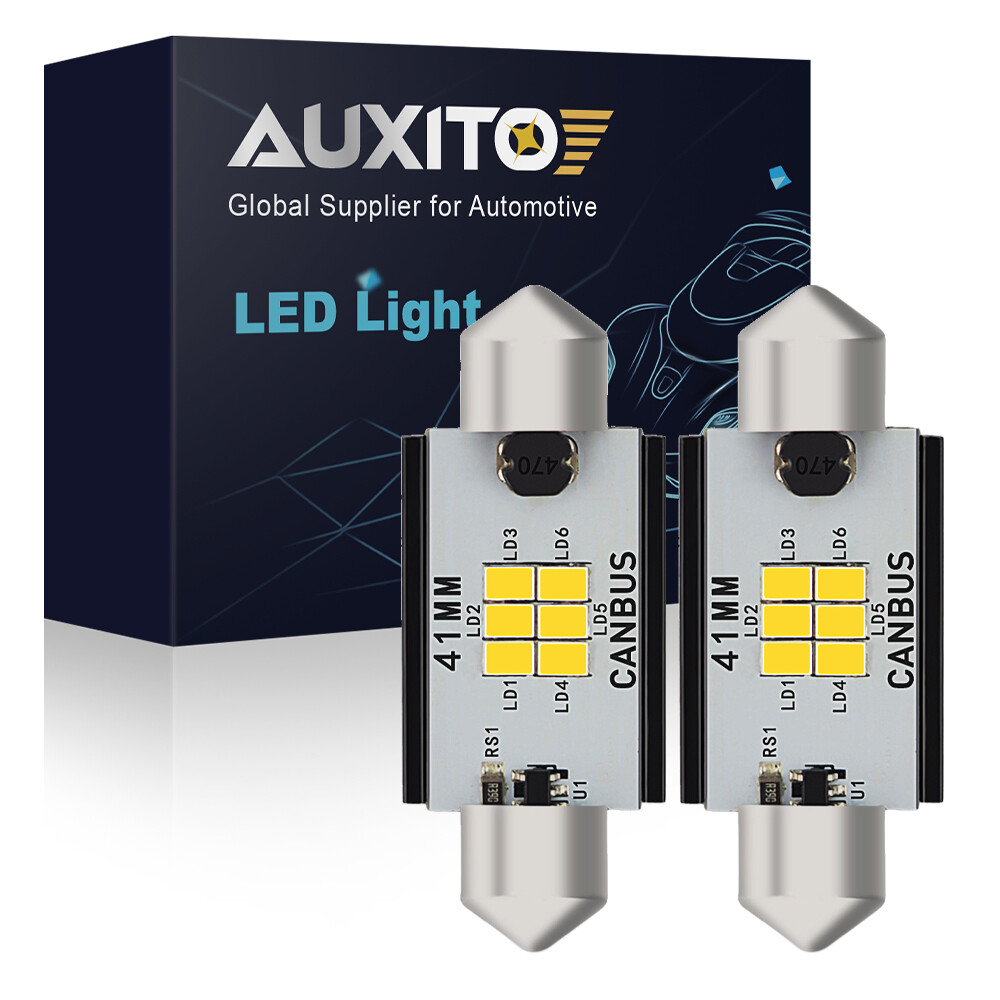 2X AUXITO Ultra White 41MM Dome Map LED Light Bulbs 578 211-2 212-2 Super Bright