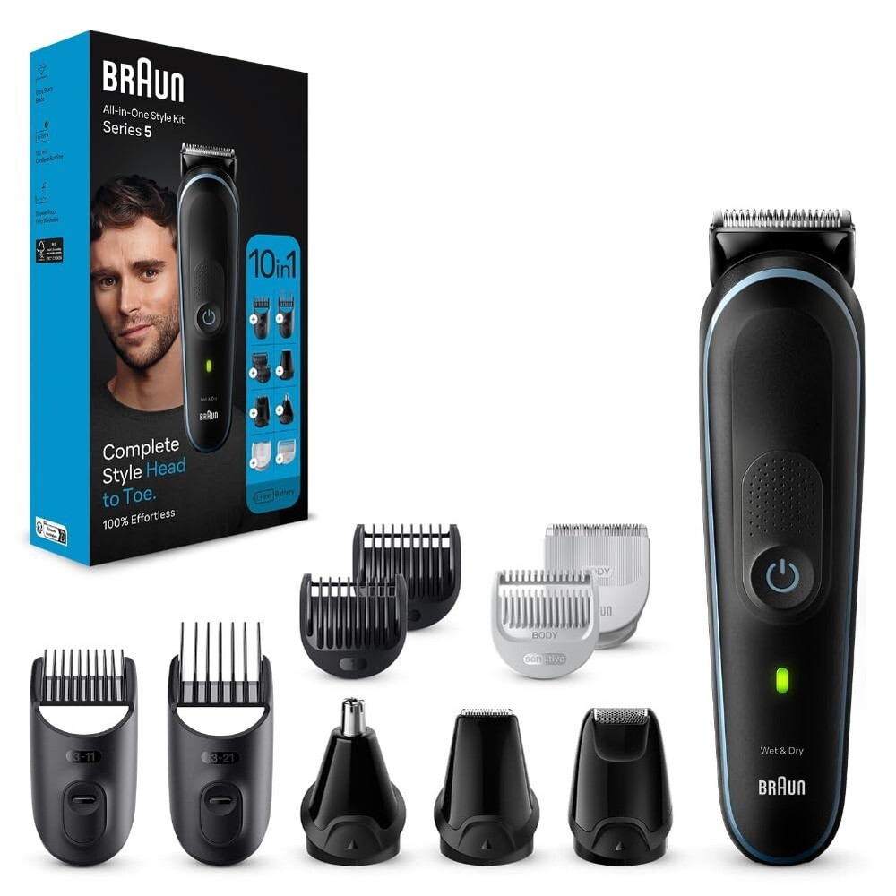 Braun All-in-One 5 8-in-1 Styling & Trimming Kit with Gillette Fusion5 Razor  