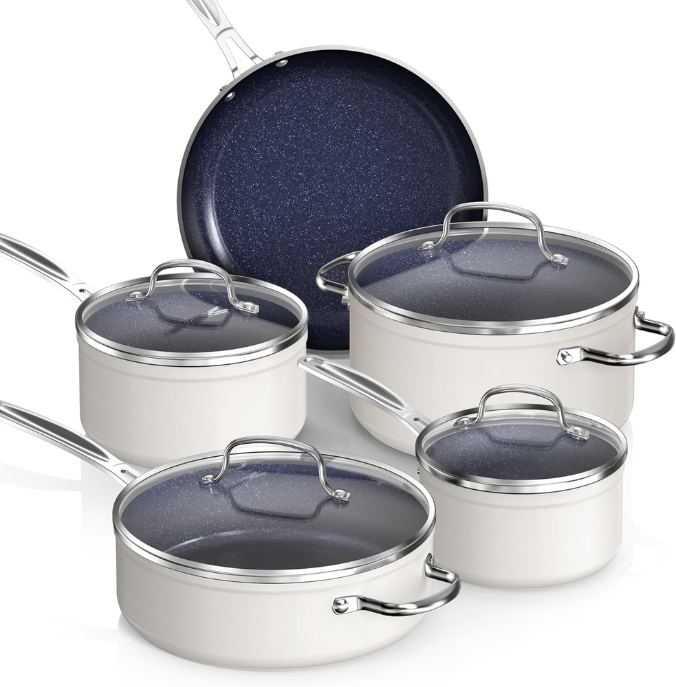 Duralon Blue Ceramic Nonstick 9-Piece Cookware Set Scratch Resistant Healthy Cooking
