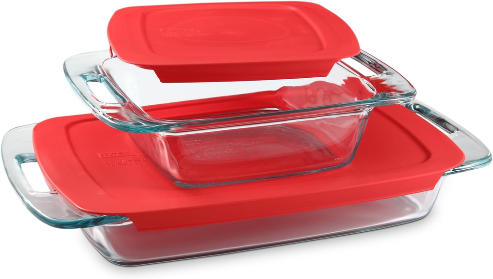 2-Pack Glass Baking Dishes with Lids – 2QT & 3QT BPA-Free Oven Safe