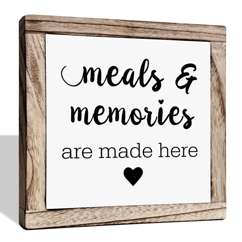 Farmhouse Kitchen Decor Wooden Wall Plaque Meals Memories Made Here 7.9 Inch