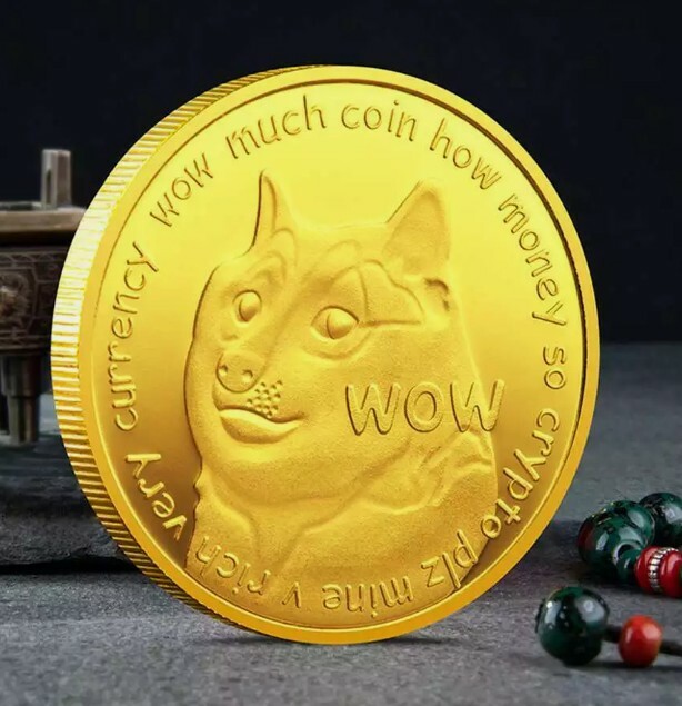 DOGECOIN 🐕 To The Moon!🚀Elon Musk Cryptocurrency Metal Token GOLD Cool Coin 🤑-image