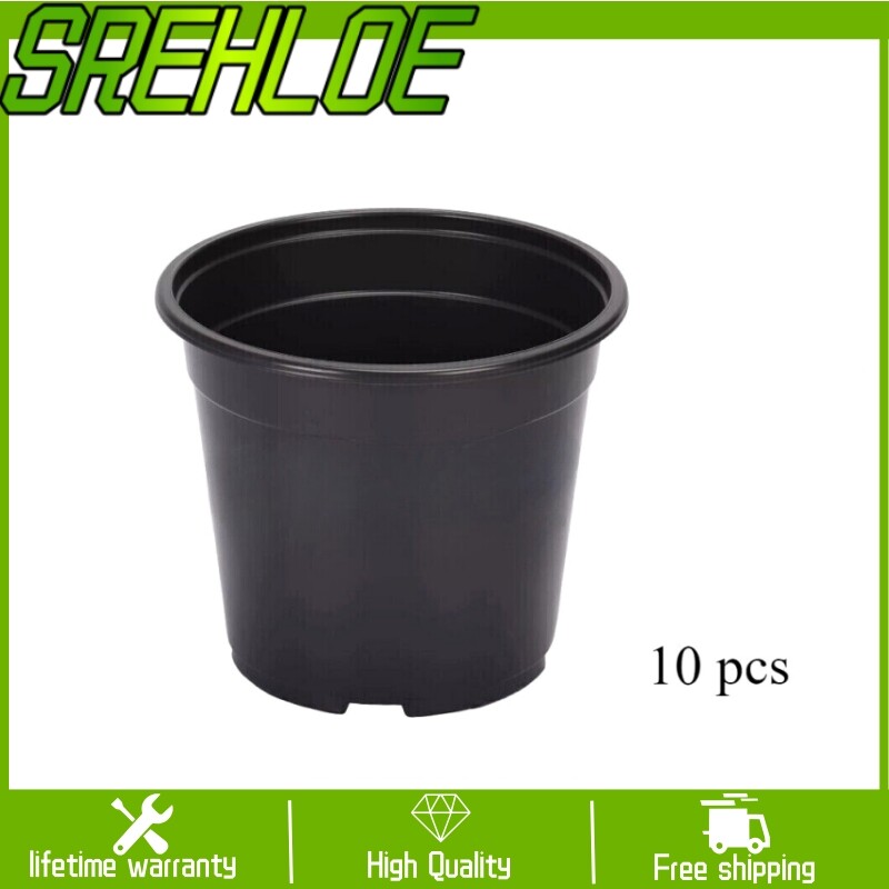 10 Gallon Plastic Nursery Pots Greenhouse Growing Black Plant Flower Pot - 10pcs