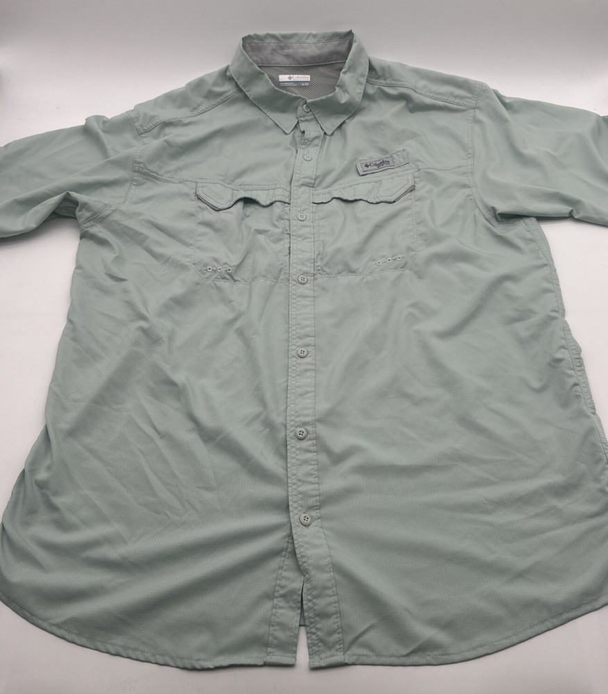 Columbia PFG Soprtwear Button Down Shirt Men XL Green Pocket Logo…#18905