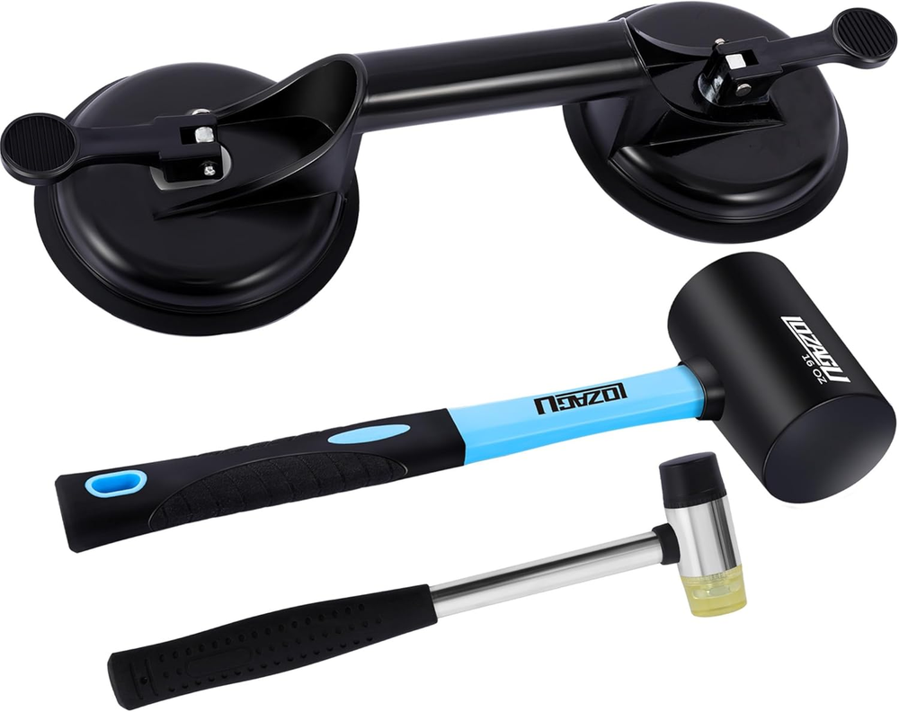 Floor Gap Fixer Tool Kit with Aluminium Suction Cup and Rubber Mallet for Seamless Floor Repair