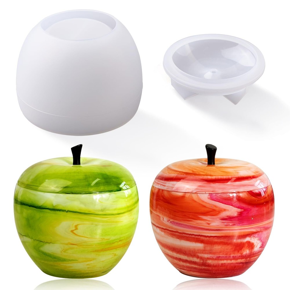 Apple-Shaped Silicone Mold with Lid for Crafts and Decor