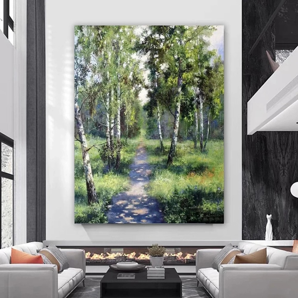 Forest Path Green Trees Oil Painting Unframed Canvas Print Australian Wall Art