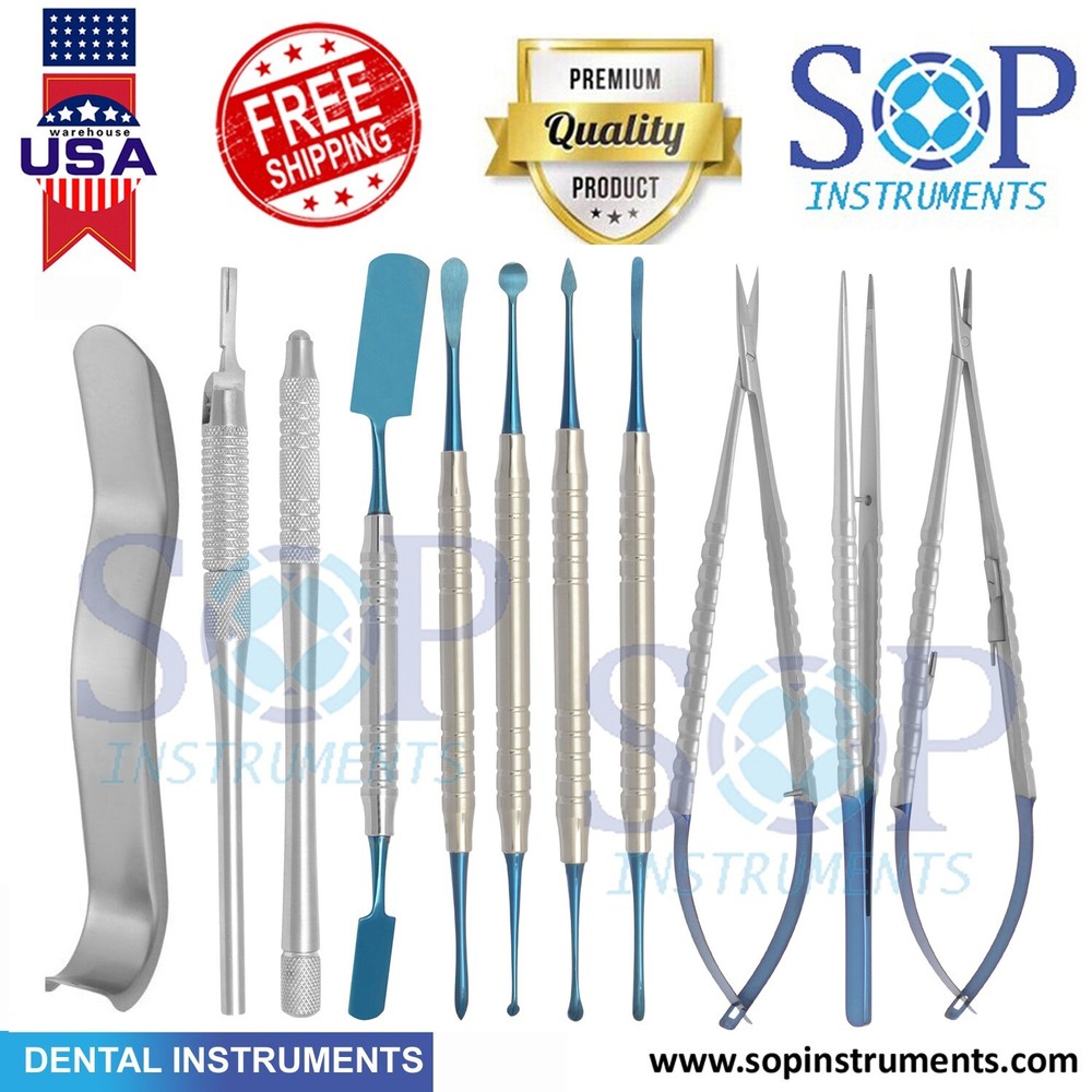 Dental Periodontal Micro Oral Surgery Kit Instruments Surgical Elevators BLUE