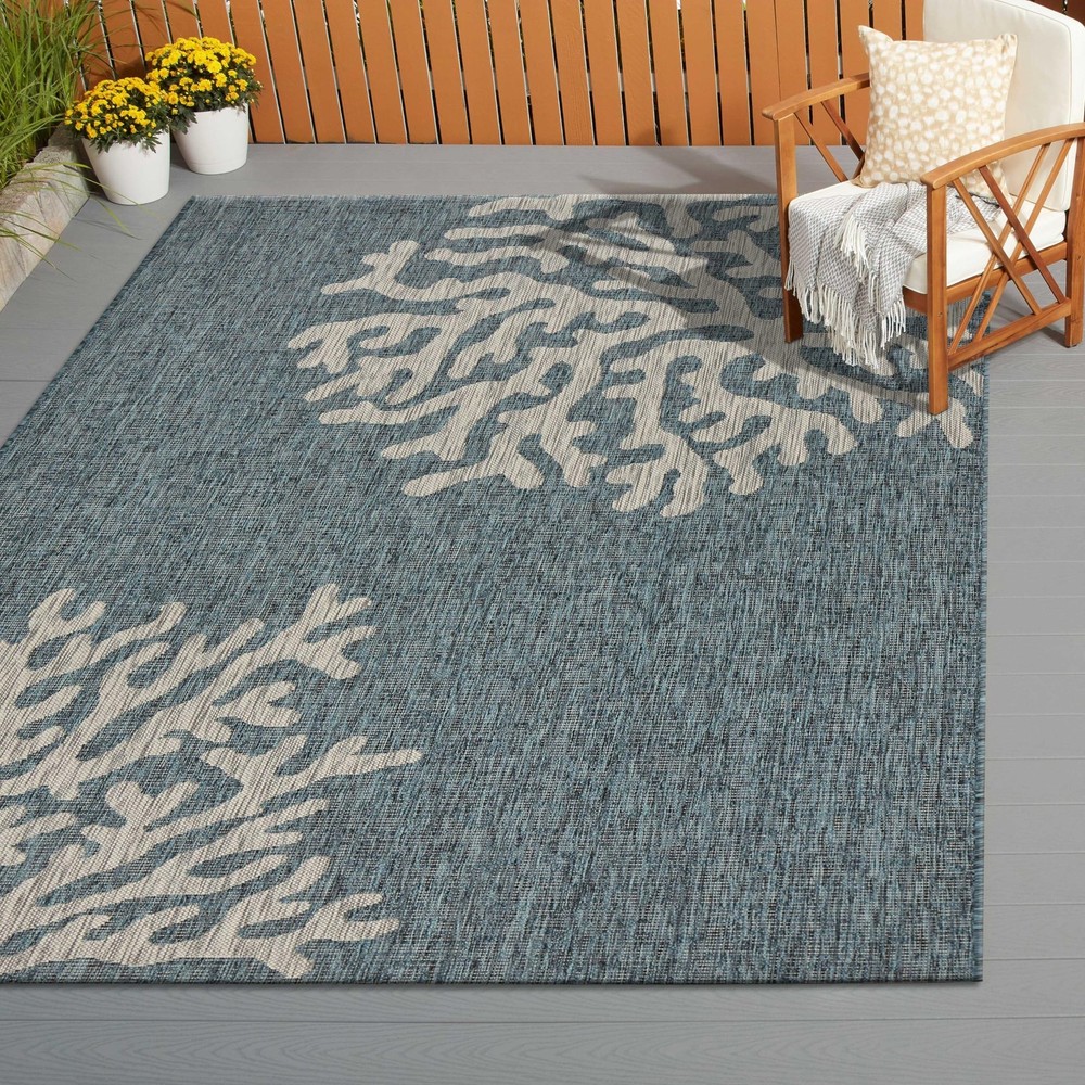 LR Home 5 x 7 Indoor/Outdoor Area Rug for Home Decor | Coastal Reef carpet fo...