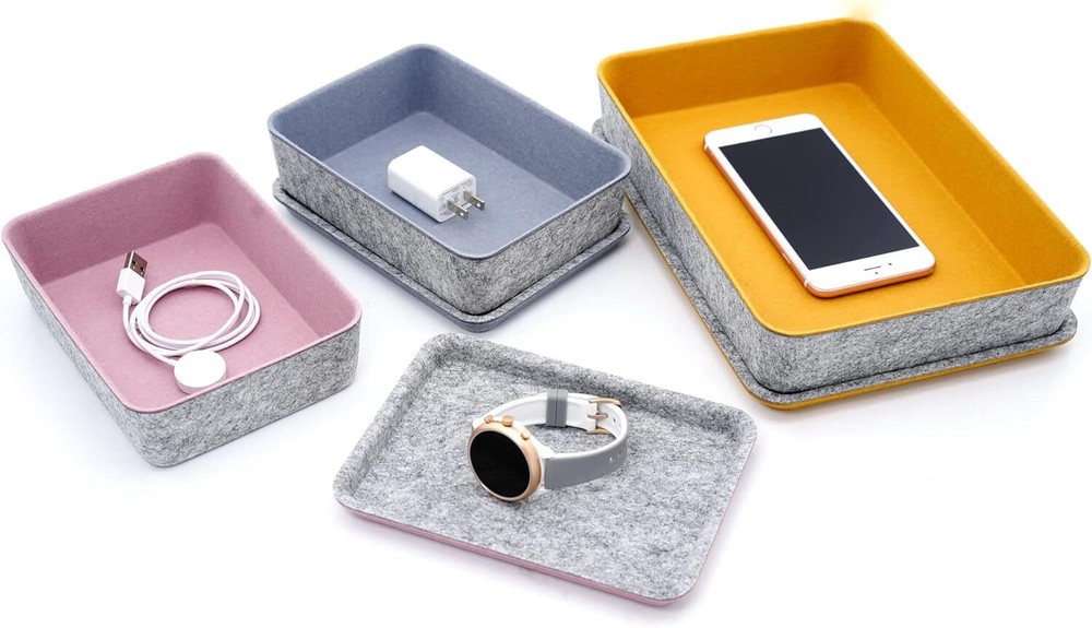 Lidded Felt Drawer Organizer Trays with lids Desktop Organizer Bins Storage box