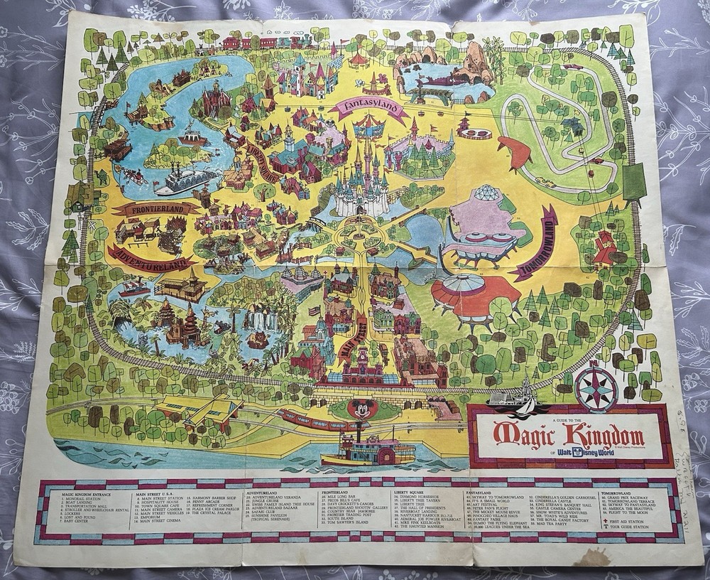 1971 Walt Disney World Opening Year Original Souvenir Map  