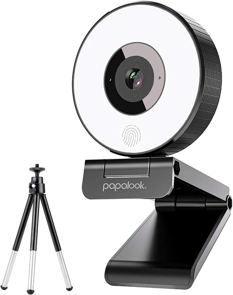 PAPALOOK PA552 HD Webcam with Built-in Ring Light for Live Streaming-image