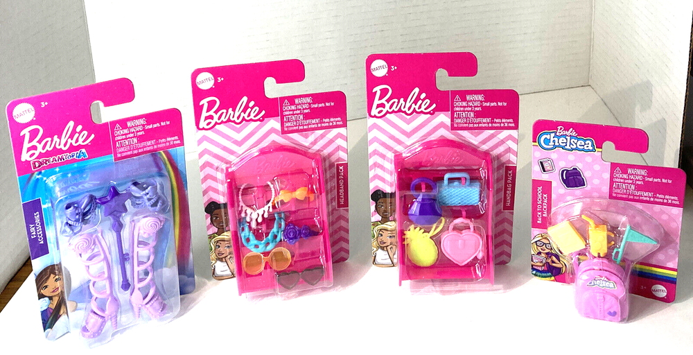 Lot Of 4 Barbie Doll Fashion Accessories Handbag Shoes Headbands Glasses