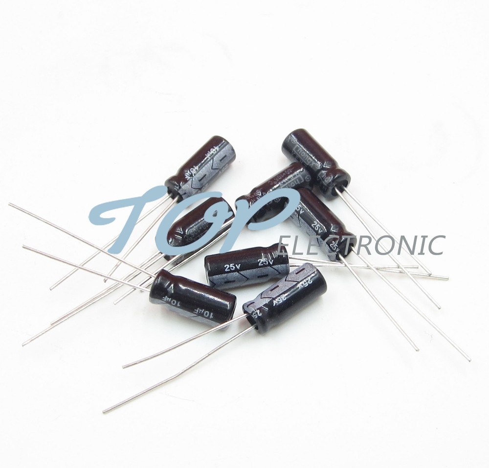 20PCS Radial Lead Cylindrical Aluminium Electrolytic Capacitor 25V 10uF 4*7mm