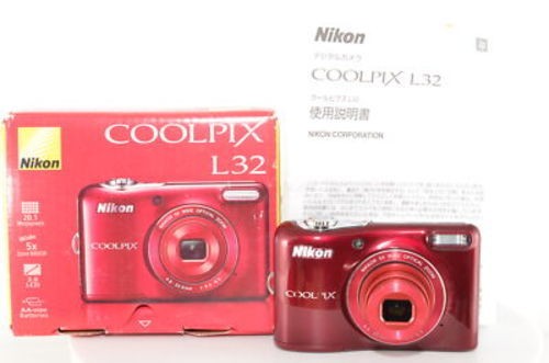 Nikon COOLPIX L32 Camera 20.1 MP 5x Zoom Camera RED In Box #2615