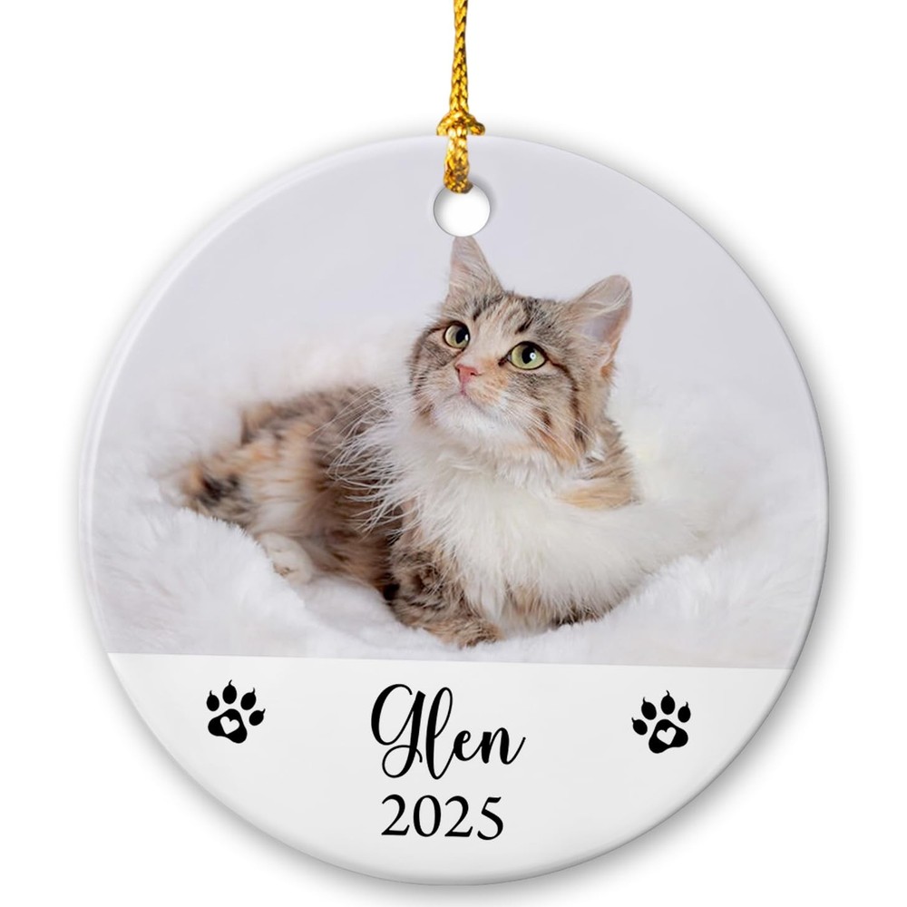 Custom Cat Photo Christmas Ornament 2024 - First Christmas Keepsake-image