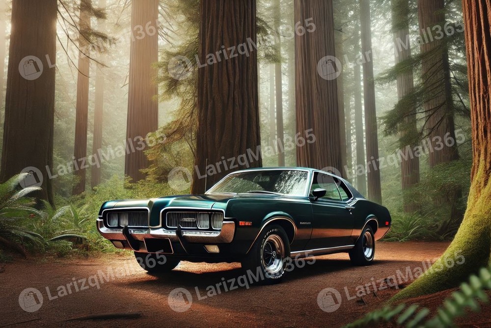 Vintage 1970 Mercury Cougar Digital Photo Background Retro Wallpaper-image