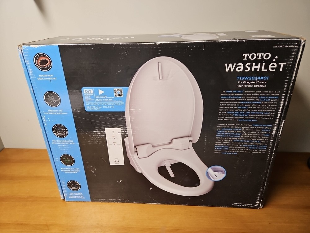 TOTO T1SW2024 White Automated Washlet Bidet Toilet Seat Elongated Open Box. New.-image
