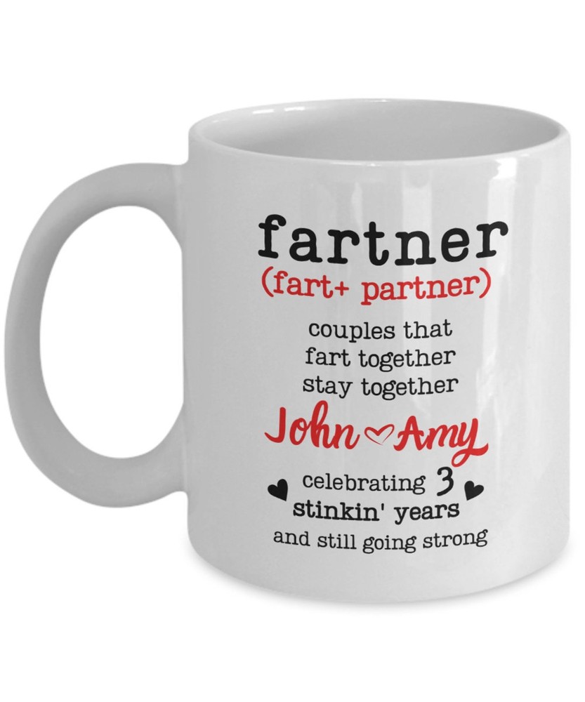 3rd Anniversary Couples Mug Personalized Gift Fart Partner 3 Years Together
