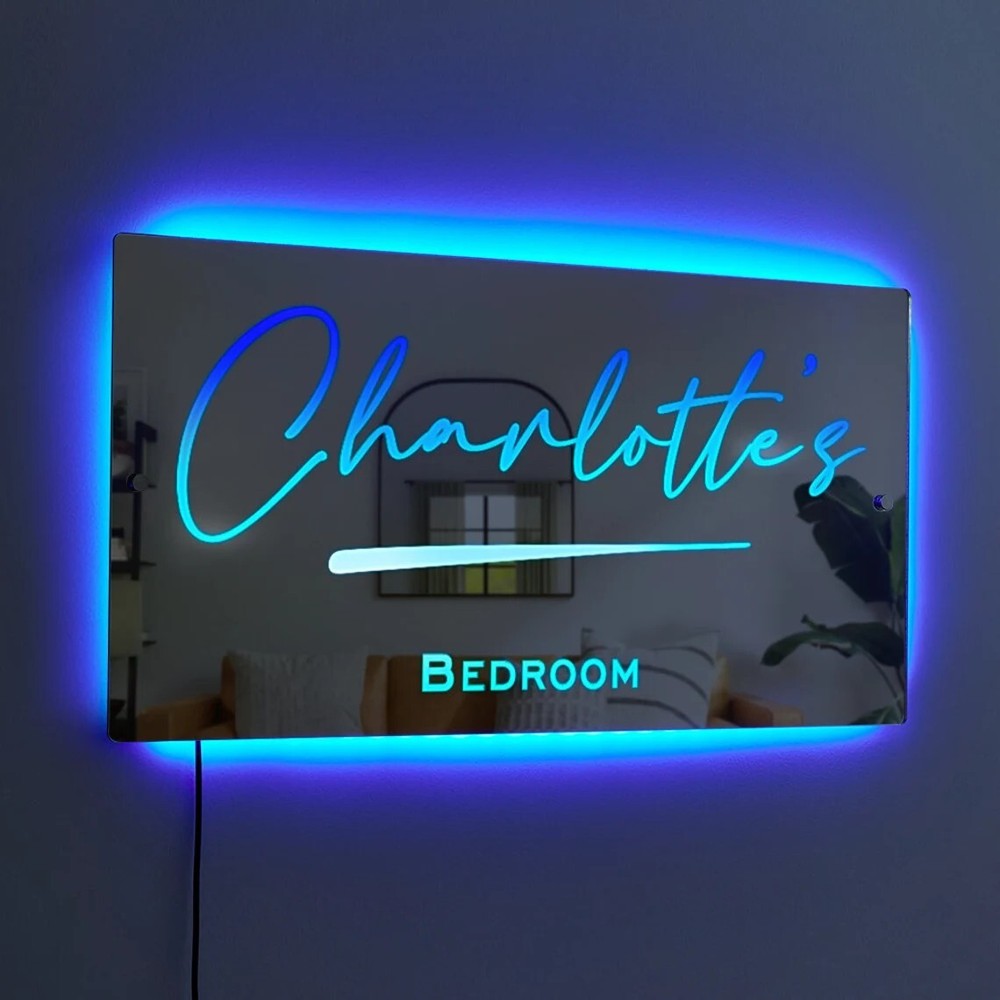 Custom LED name mirror plate - personalized kids gift-image