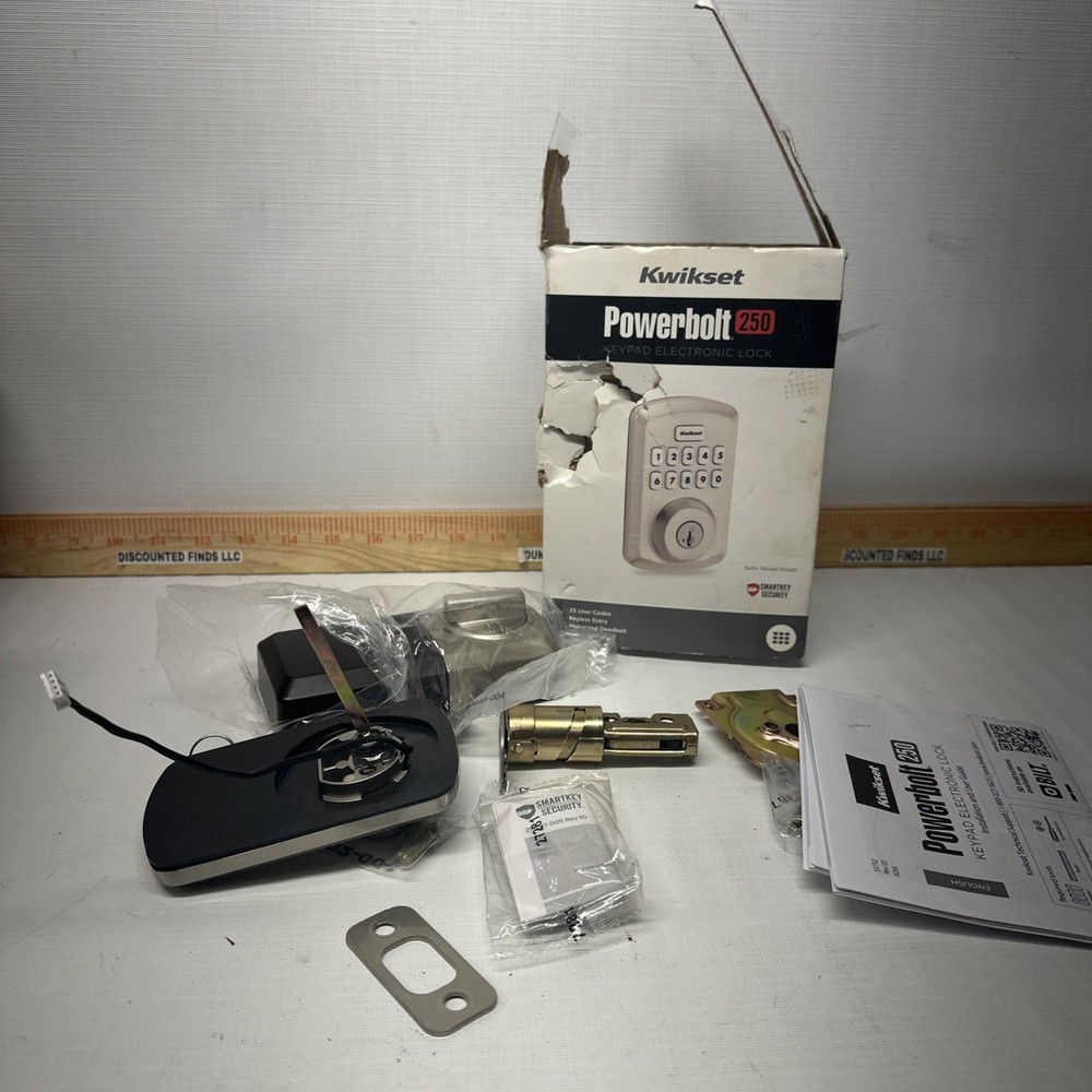 Kwikset Electronic Deadbolt Door Lock, Powerbolt 10-Button Lock Satin Nickel B40