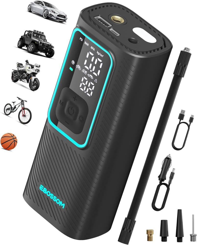 Tire Inflator Portable Air Compressor I7 Pro Car Air Pump Pressure Gauge 150 PSI