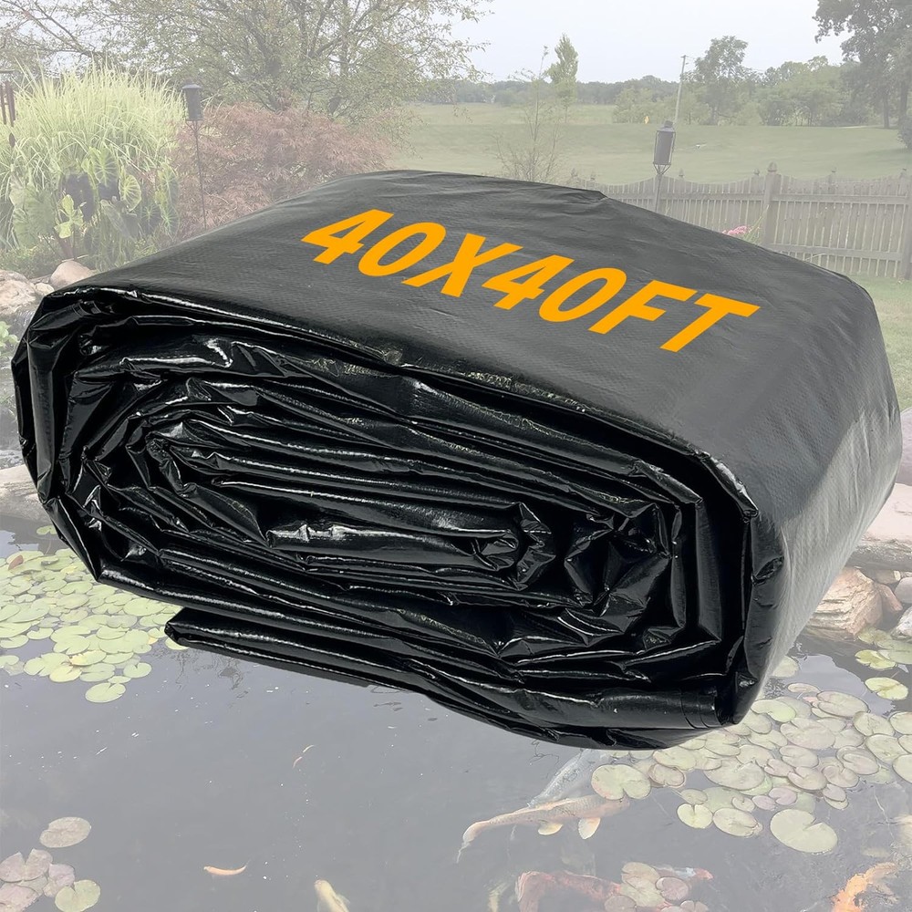 40x40ft Heavy-Duty PE Pond Liner for Koi & Outdoor Ponds