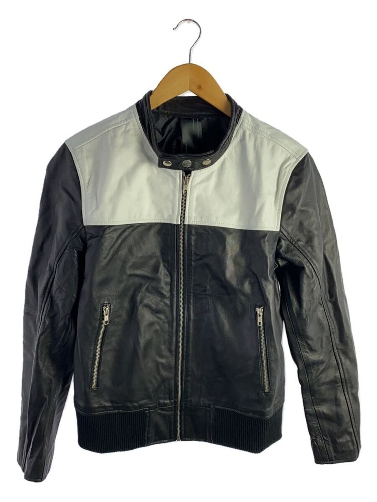 Men's Black Goat Leather Blouson Jacket S 2296