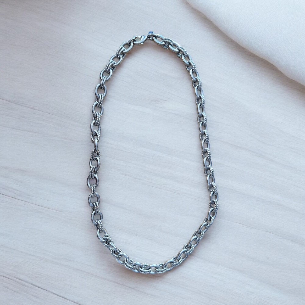 Vintage Milor Stainless Steel Oval Link Chunky Chain Statement Necklace 22”