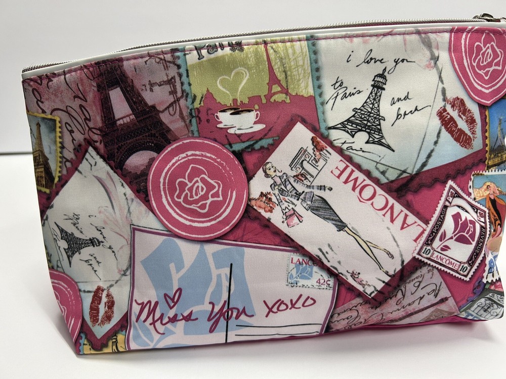Lancôme Cosmetic Toiletries Zipper Bag Pink With Graphics New Without Tags