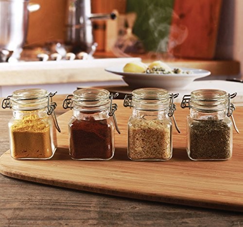Circleware Glass Spice Jar with Swing Top Hermetic Airtight Locking Lid, Set...