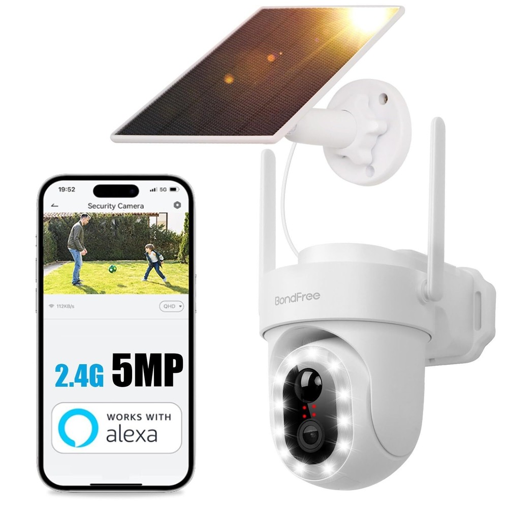 5MP 4K Solar Camera Wireless Outdoor, Battery Powered Security Camera with 14...