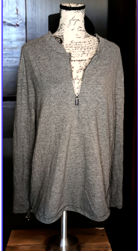 Alpha Tauri Gray Men's Long Sleeve 1/2 Zip Shirt Jook V2.Y1.02 XL Elastic Cord