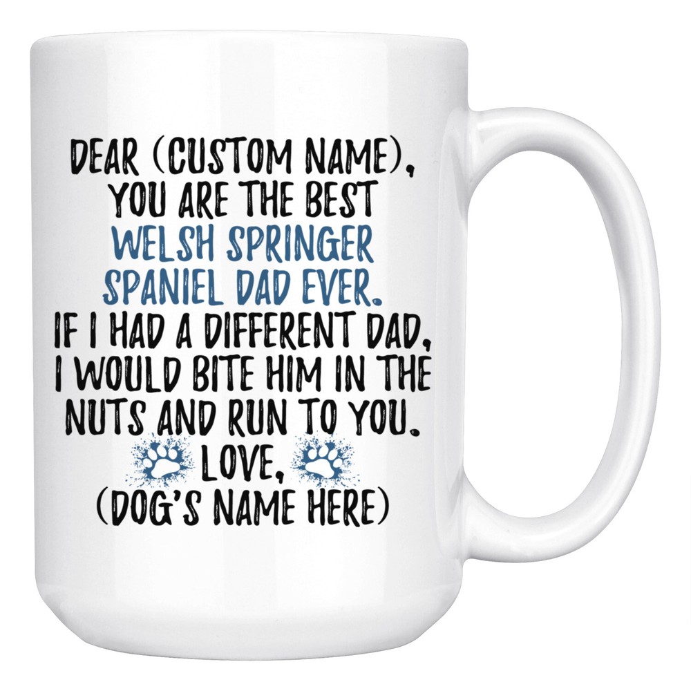 Personalized Welsh Springer Spaniel Dad Coffee Mug, Welshie Dog Owner Men Gift