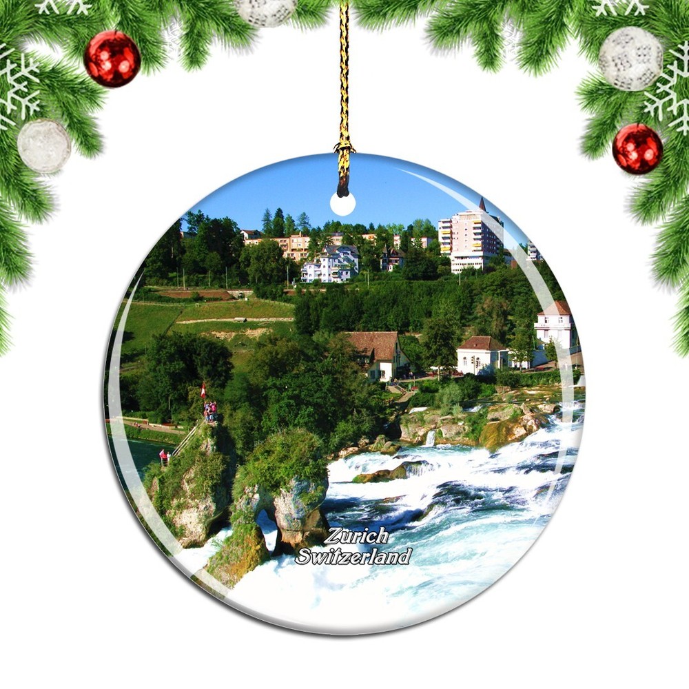 Switzerland Rhine Falls Zurich Christmas ornament city travel souvenir