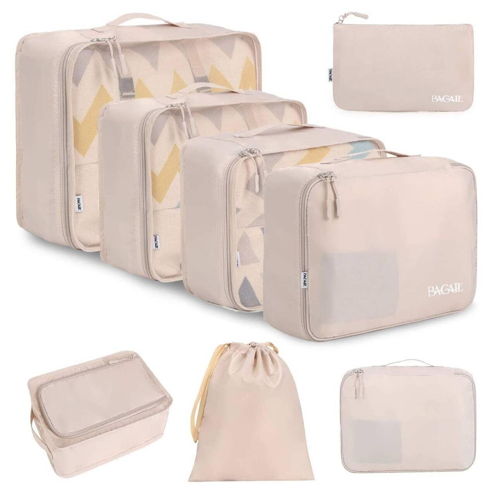 BAGAIL 8-Piece Travel Packing Cube Set Compact Luggage Organizer for Essentials