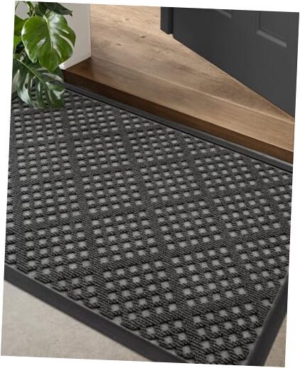 Outdoor Grey 3x2 Rectangular Front Door Mat for Entryway