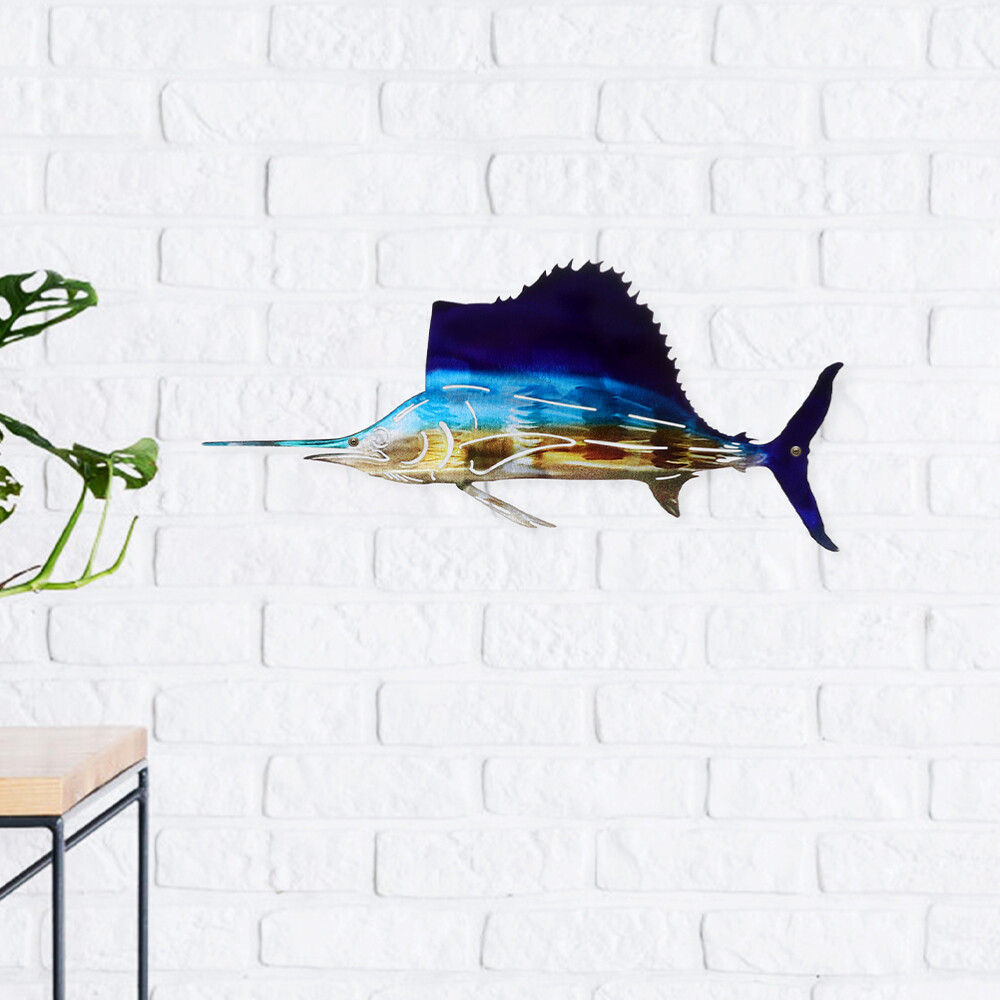 Sailfish Metal Wall Art Garden Sailfish Ornament Metal Marine Fish Sculpture