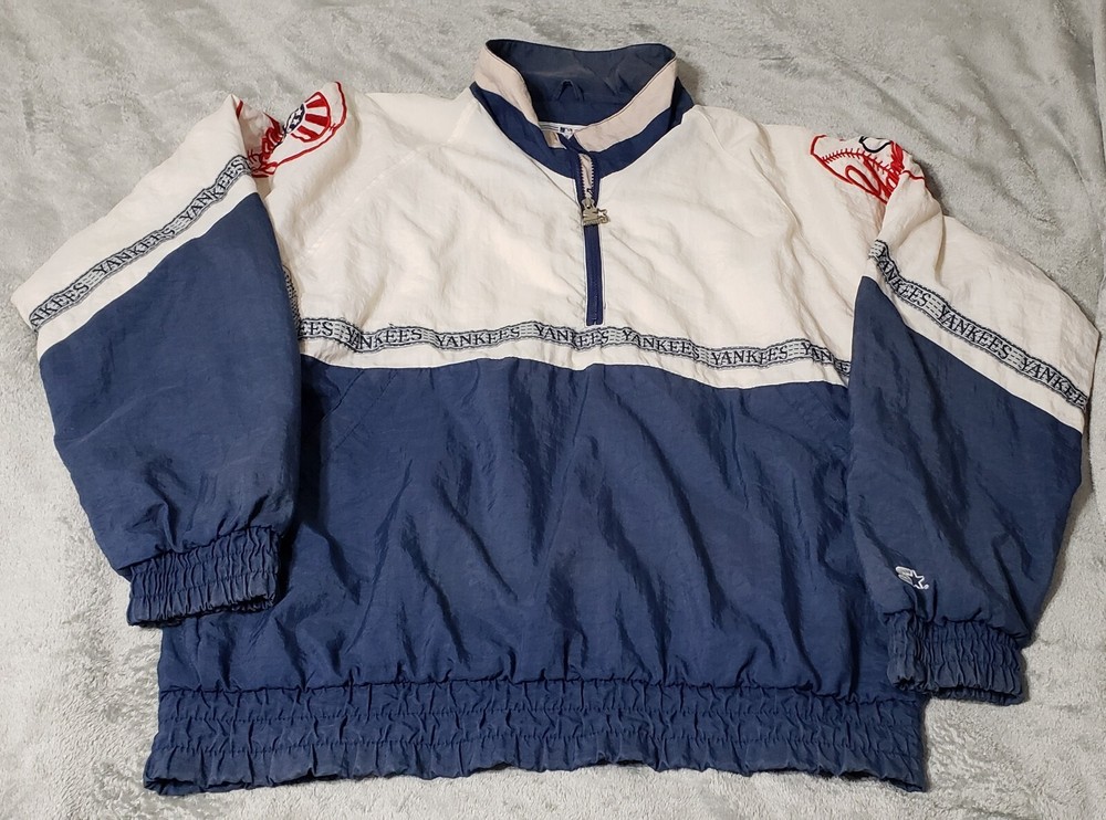 Yankees Windbreaker Style Quarter Zip Starter Jacket Vintage Extra Large