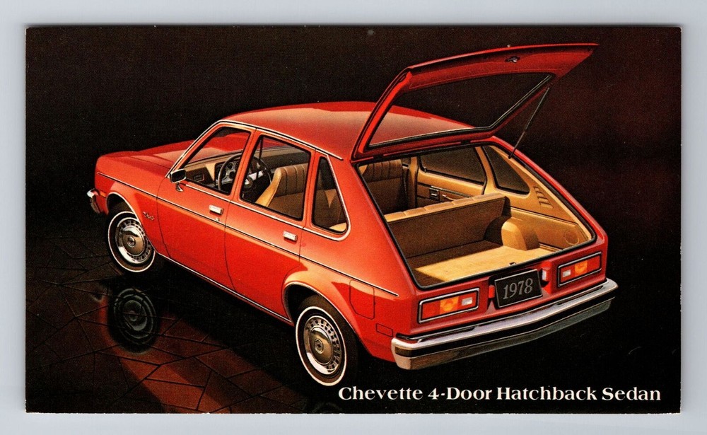 Chevette 4 Door Hatchback Sedan, Cars, Transportation, Antique Vintage Postcard