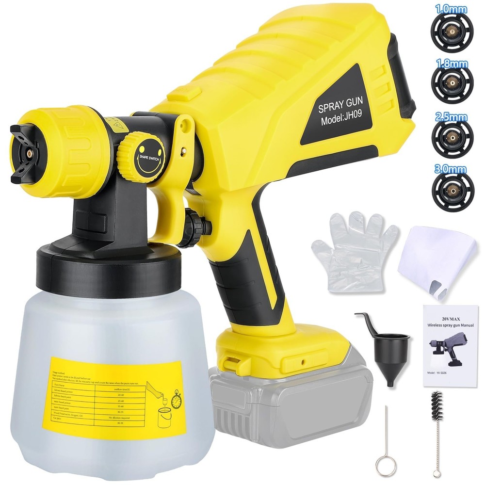 20V Cordless HVLP Paint Sprayer for Dewalt Batteries - Fast Shipping