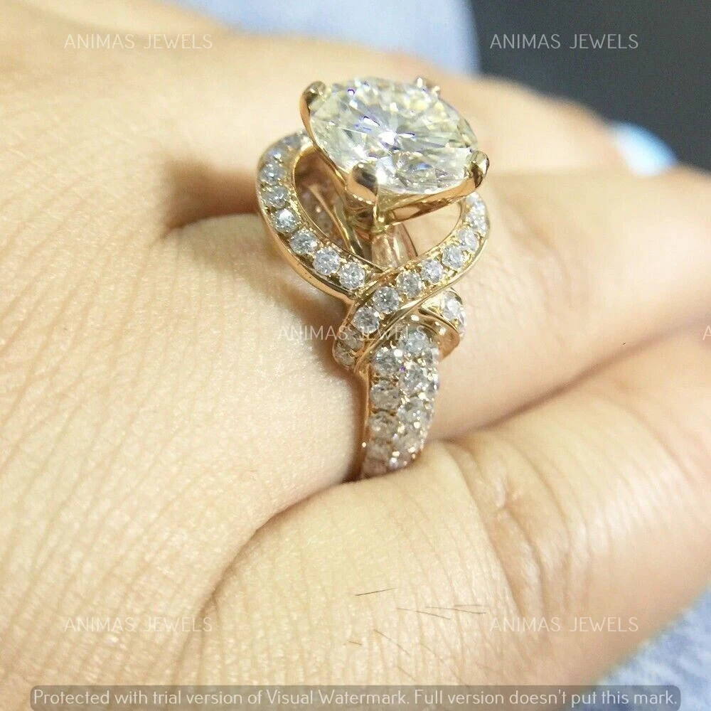 2.50 Ct Round Cut Moissanite Solitaire Engagement Ring 14K Rose Gold Plated SZ-7