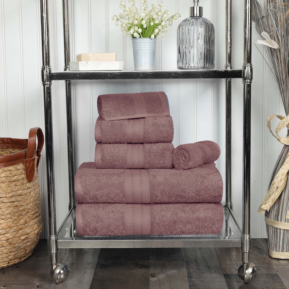 Superior Atlas Cotton Heavyweight 6 Piece Towel Set, Grape Shake